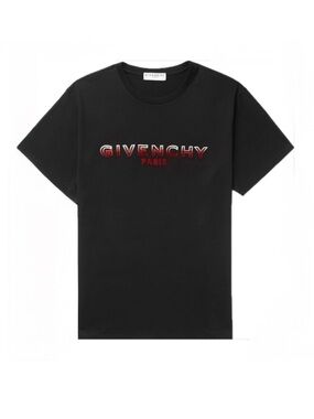 Givenchy Men's Slim Fit T-shirt Black with Red White Logo Size Small